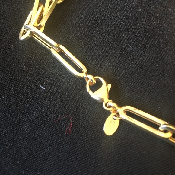 14k gold paperclip chain link necklace 18" - Picture 7 of 12